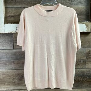 Sag Harbor Crew Neck Sweater Pullover, Size Large, Light Pastel Pink